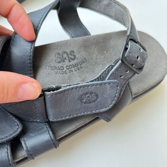 SAS Huggy Navy Leather Comfort Sandals Sz 9.5M – Retail $199 - Picture 4 of 8